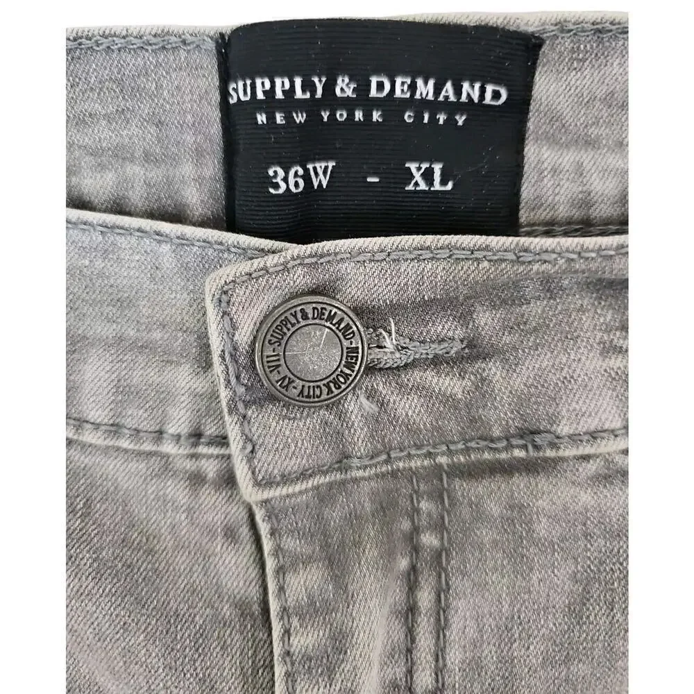 Denim & Supply~Men's Size 36×32 ~Black Light Wash Denim Skinny Jeans Distressed.